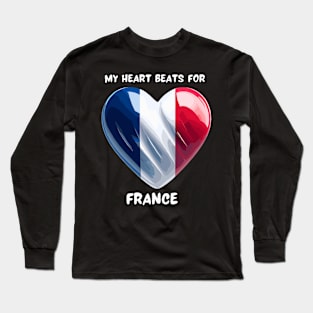 My Heart Beats For France Flag Long Sleeve T-Shirt